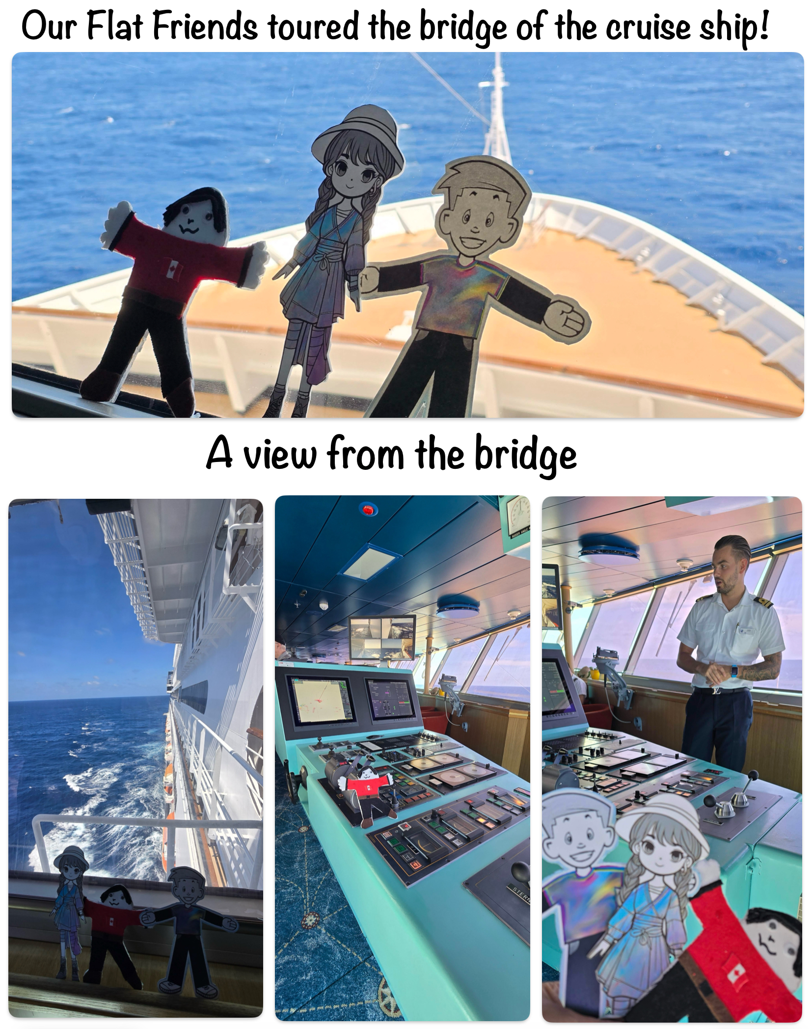 Our Flat Friends toured the bridge of the cruise ship!